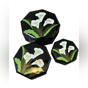 Shaddy Set of three vintage plastic boxes. Nesting Octagons